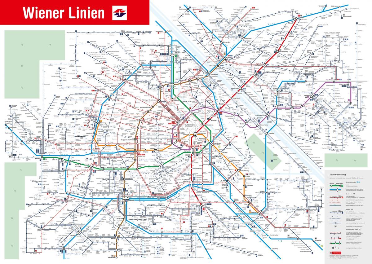 mapa ng Vienna sistema ng pampublikong transportasyon