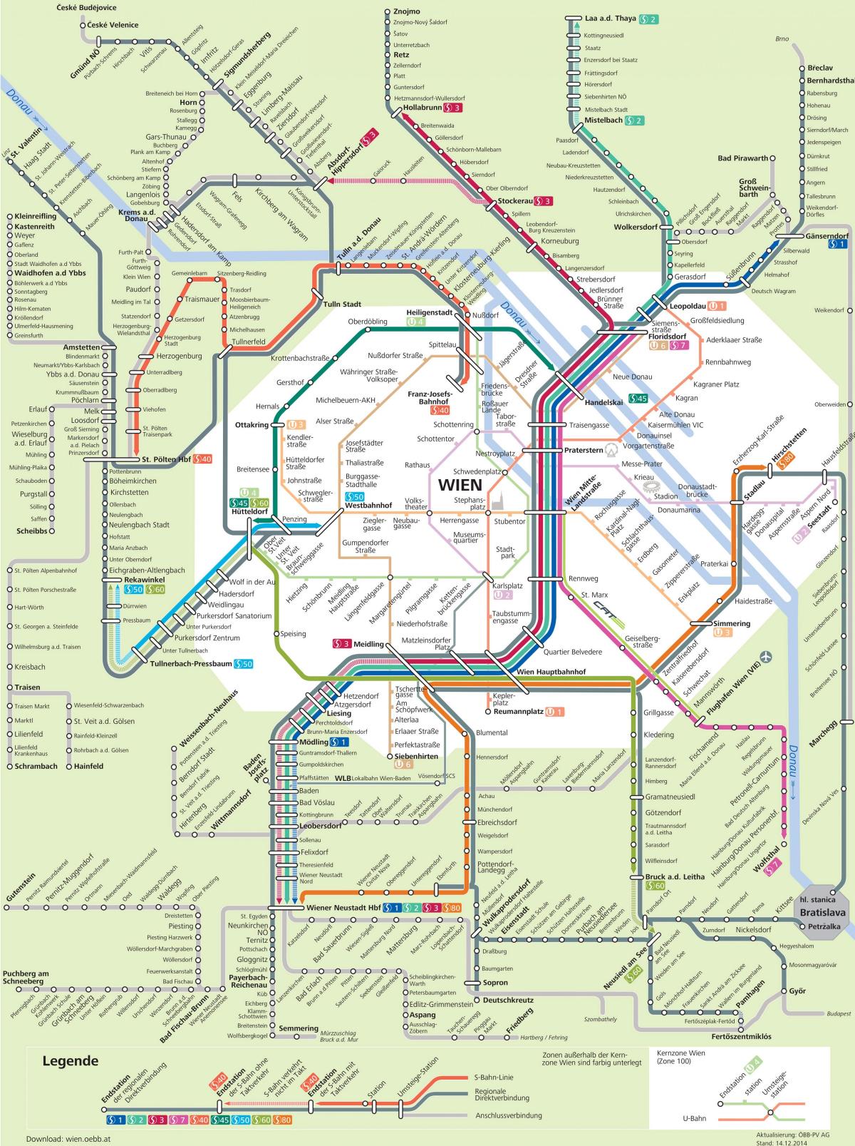 Vienna city transportasyon sa mapa