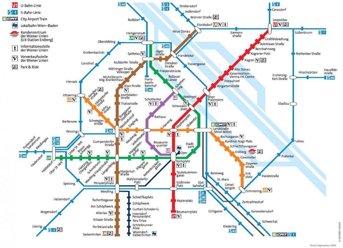 Vienna metro mapa ang buong laki ng