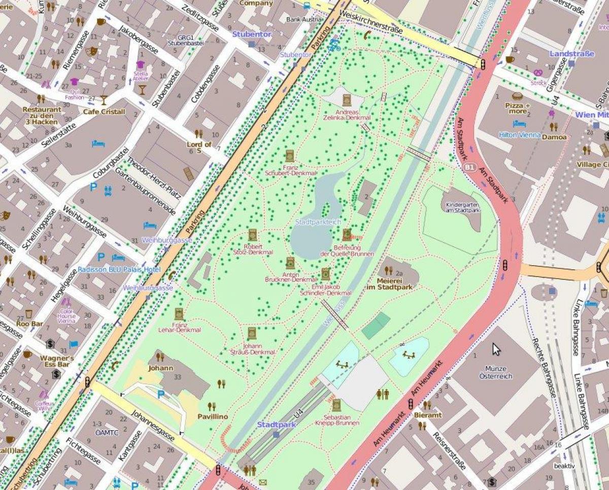 Mapa ng stadtpark Vienna