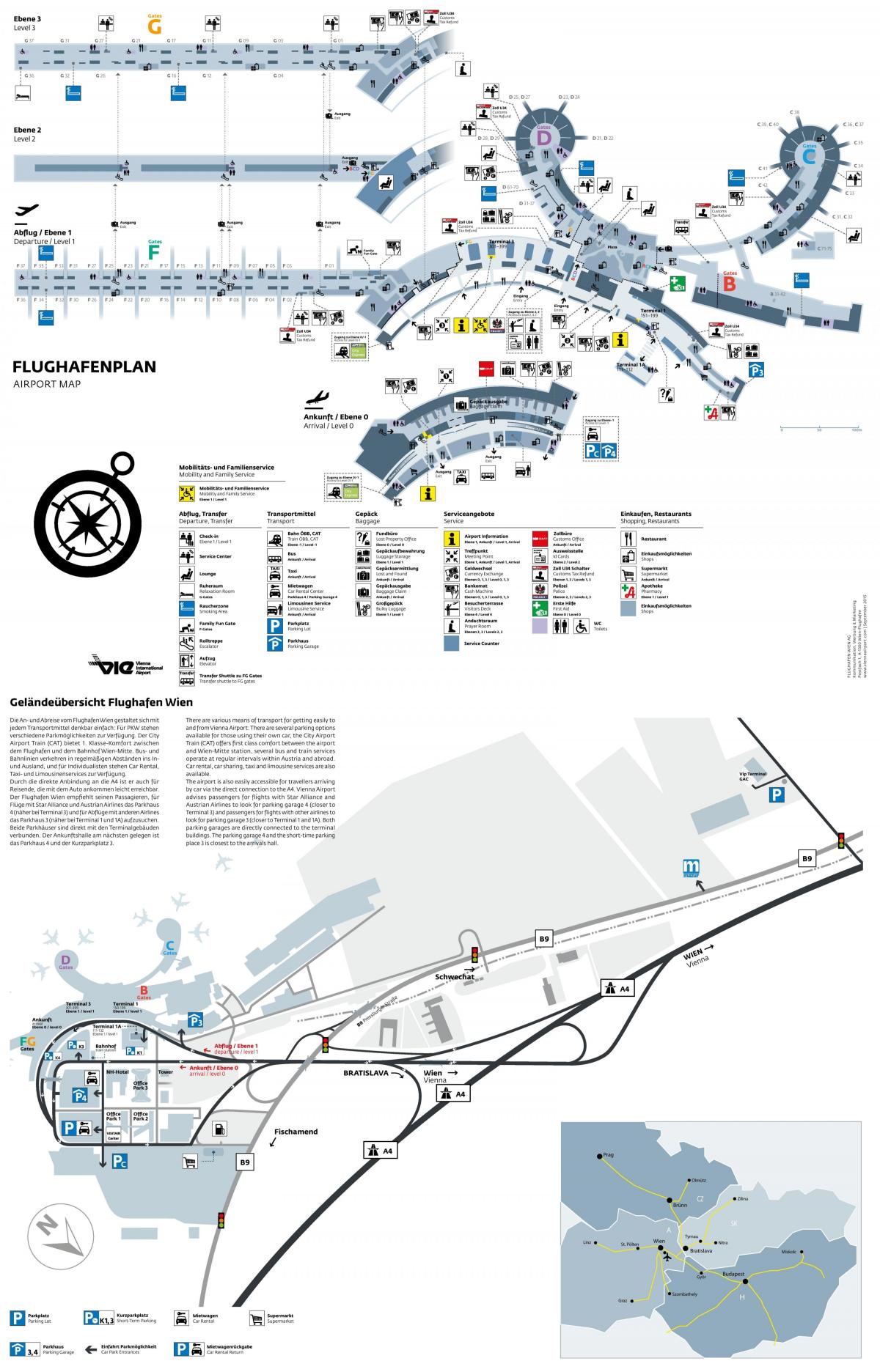 Vienna airport sa pag-alis sa mapa