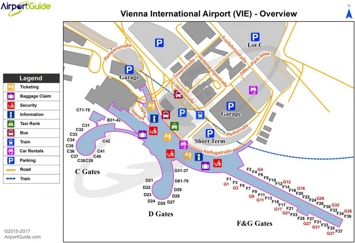 Mapa ng Vienna airport patutunguhan