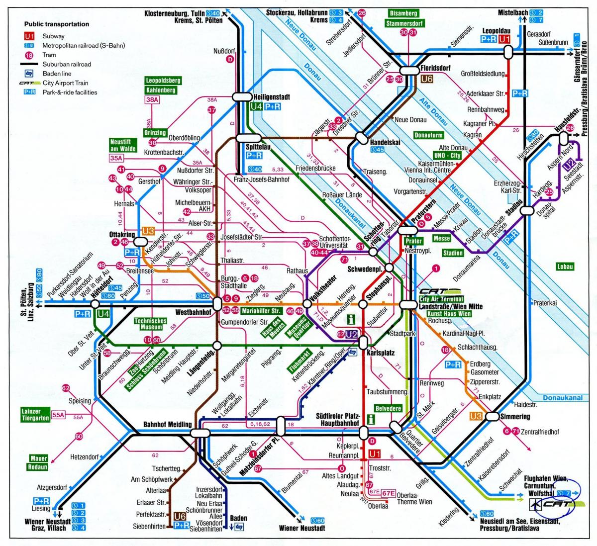 Mapa ng Vienna Austria sa tren