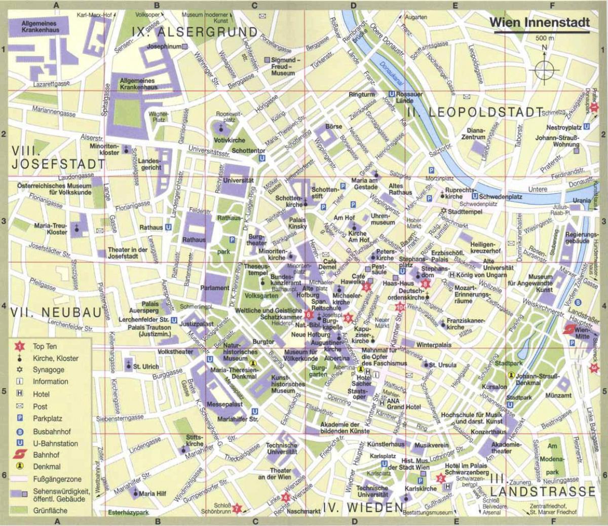 Vienna city tourist mapa