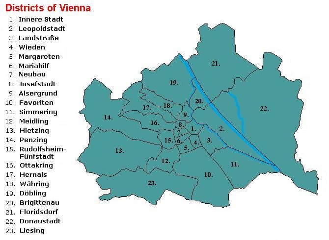 Wien distrito mapa