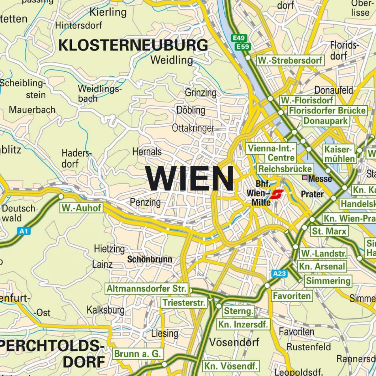 mapa na nagpapakita ng Vienna