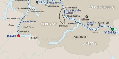 Mapa ng danube river Vienna 